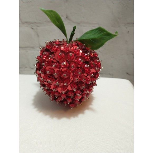 Vintage Push Pin Sequined Apple & Orange Christmas Fruit Decorations - Picture 4 of 6